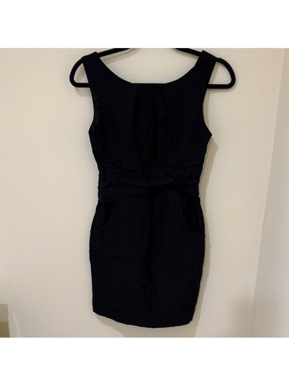 Teeze Me Elegant Black Mini Dress Stretch Classic dress front pockets Size 5